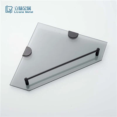 Μαύρο Γυάλινο Γωνιακό Ράφι